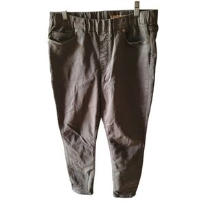 Lands End Pull On Elastic Waist Straight Leg Pant High Rise Gray 5 Pocket Petite